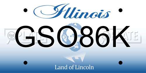 GSO86K Illinois License Plate