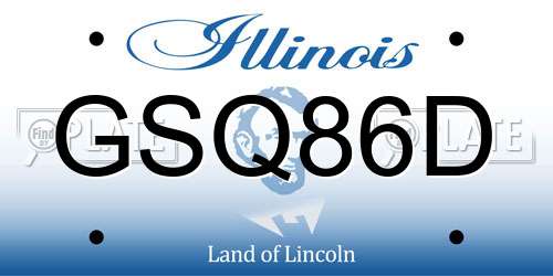 GSQ86D Illinois License Plate