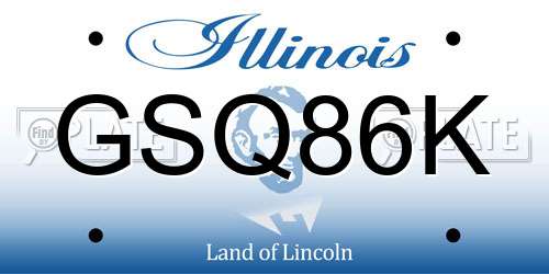 GSQ86K Illinois License Plate