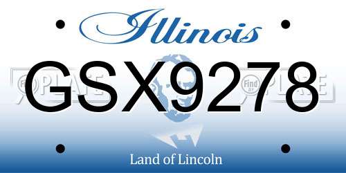 GSX9278 Illinois License Plate