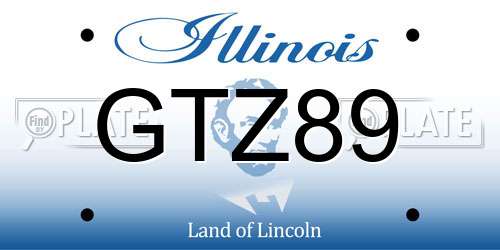 GTZ89 Illinois License Plate