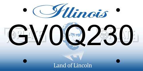 GV0Q230 Illinois License Plate
