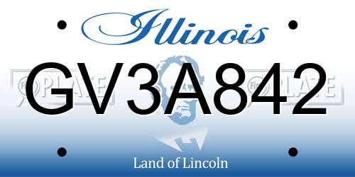 GV3A842 Illinois License Plate