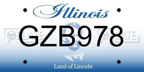 GZB978 Illinois License Plate