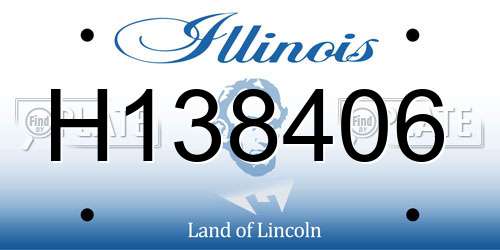 H138406 Illinois License Plate
