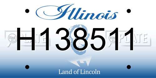 H138511 Illinois License Plate
