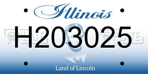 H203025 Illinois License Plate