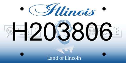 H203806 Illinois License Plate
