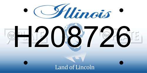 H208726 Illinois License Plate