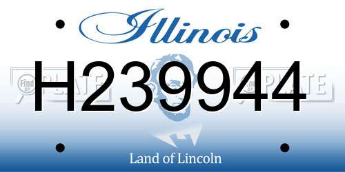 H239944 Illinois License Plate
