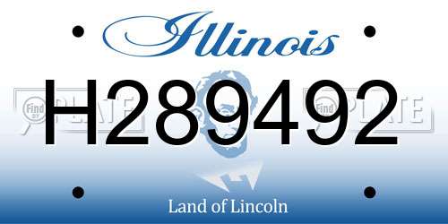 H289492 Illinois License Plate