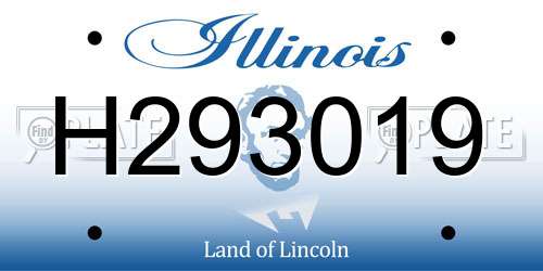H293019 Illinois License Plate