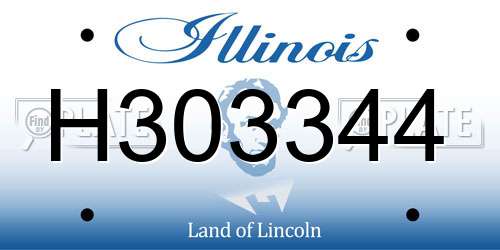 H303344 Illinois License Plate