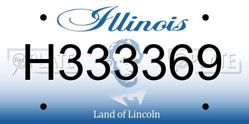 H333369 Illinois License Plate