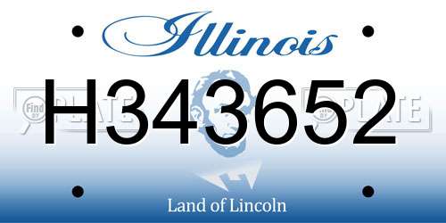 H343652 Illinois License Plate