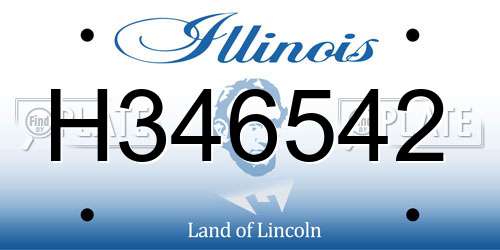 H346542 Illinois License Plate