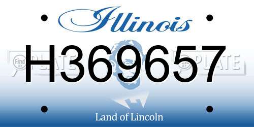 H369657 Illinois License Plate