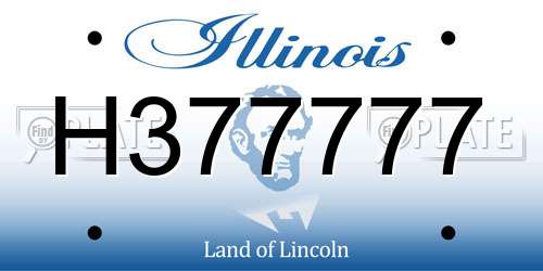 H377777 Illinois License Plate