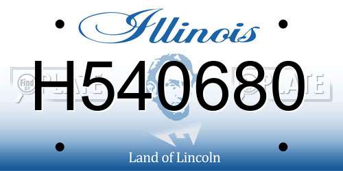 H540680 Illinois License Plate