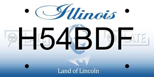 H54BDF Illinois License Plate