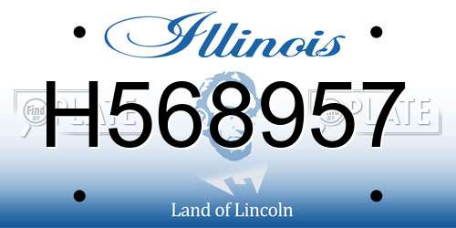 H568957 Illinois License Plate