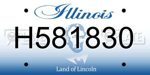 H581830 Illinois License Plate