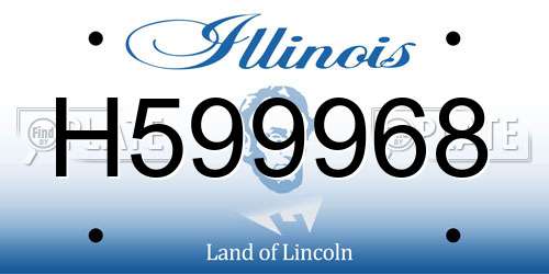 H599968 Illinois License Plate
