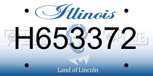 H653372 Illinois License Plate