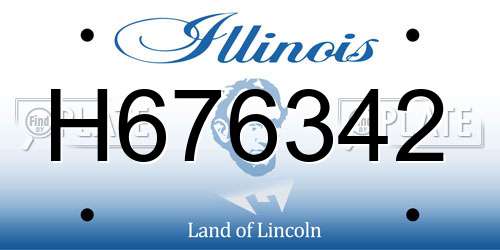 H676342 Illinois License Plate