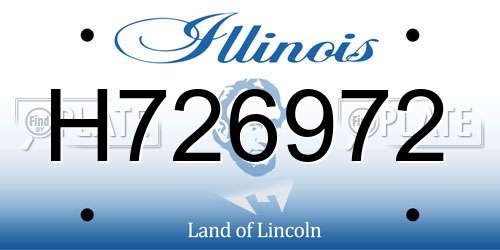 H726972 Illinois License Plate