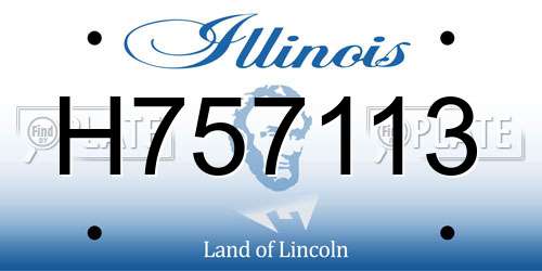 H757113 Illinois License Plate