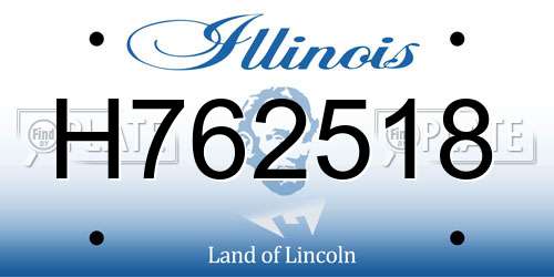 H762518 Illinois License Plate