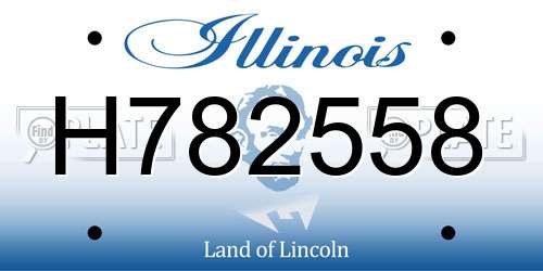 H782558 Illinois License Plate