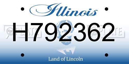 H792362 Illinois License Plate