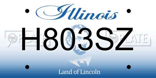 H803SZ Illinois License Plate