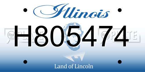 H805474 Illinois License Plate