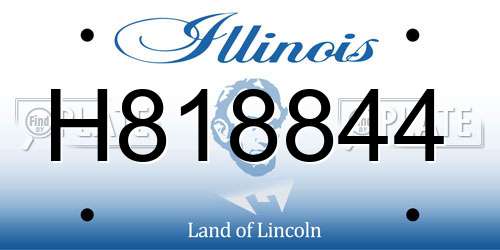 H818844 Illinois License Plate