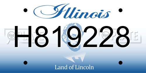 H819228 Illinois License Plate