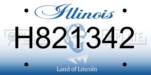 H821342 Illinois License Plate