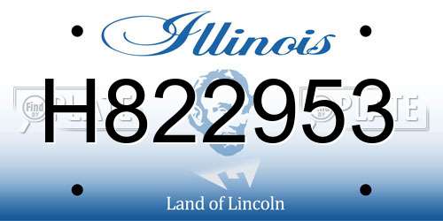 H822953 Illinois License Plate