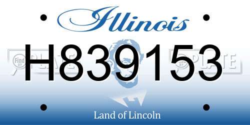 H839153 Illinois License Plate