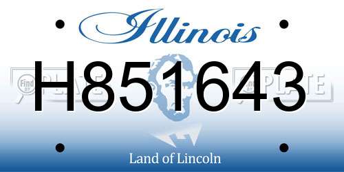 H851643 Illinois License Plate