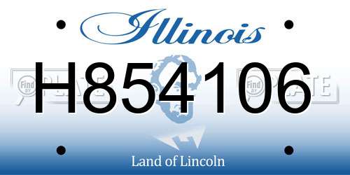 H854106 Illinois License Plate