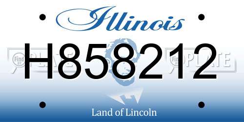 H858212 Illinois License Plate