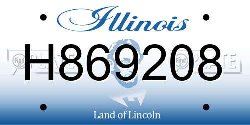 H869208 Illinois License Plate