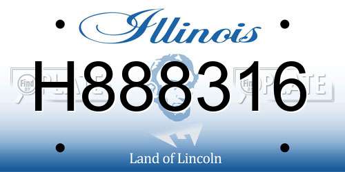 H888316 Illinois License Plate