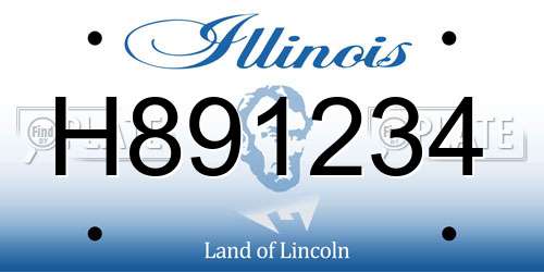 H891234 Illinois License Plate