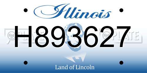 H893627 Illinois License Plate
