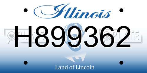 H899362 Illinois License Plate