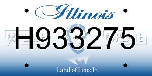 H933275 Illinois License Plate